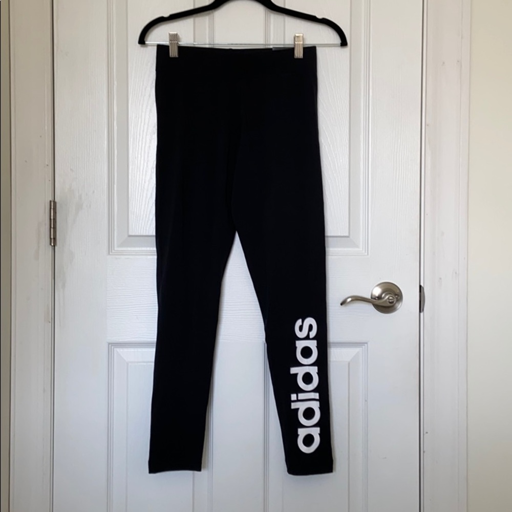 adidas fitted normal length logo black leggings